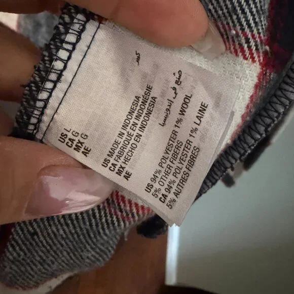 Mens Club Room Button Down Flannel Black Red White Medium Weight Large - Picture 3 of 4